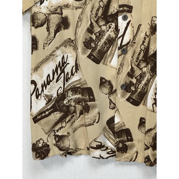 Panama Jack Men’s Brown Tropical Print Short Sleeve Button Up Shirt XL Hawaiian - Picture 3 of 12
